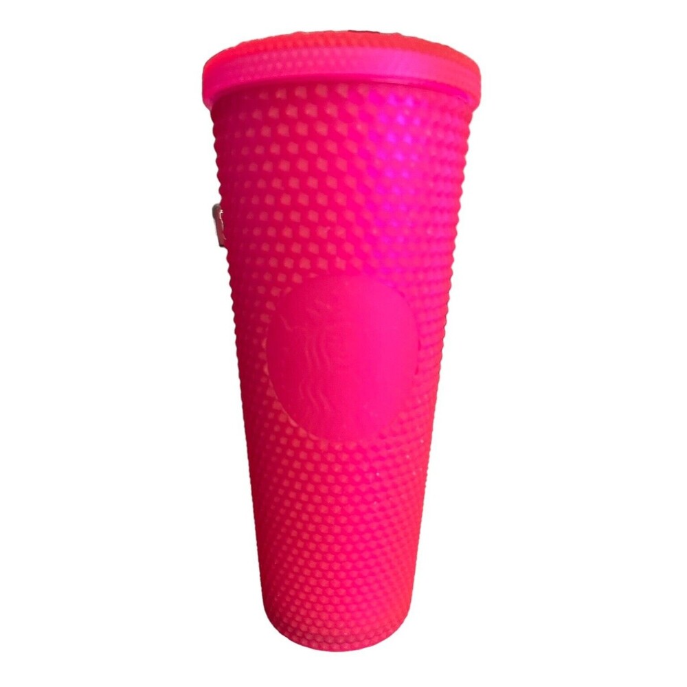 Starbucks Matte Ruby Barbie Hot Pink Studded Cold Cup 24oz Venti 2023 No Straw